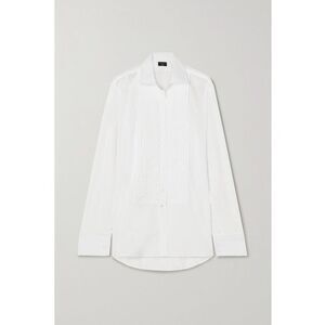 Emma Willis NWT Women's Pleated Front Cotton Dress Shirt in White Size Medium